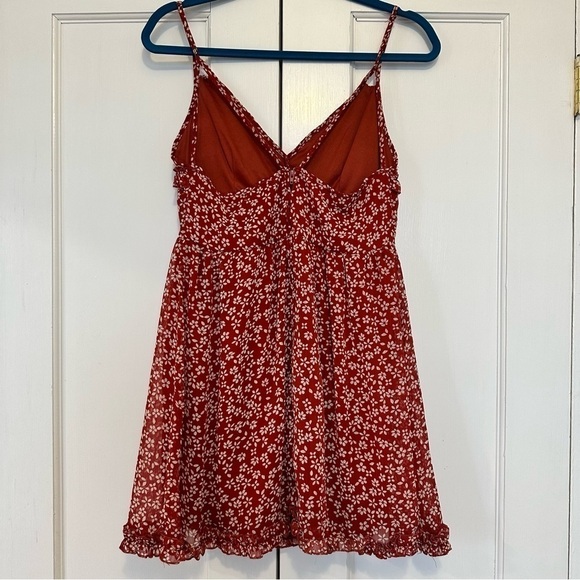 TRIXXI Red Floral Ruffle Hem Babydoll Mini Dress - Picture 5 of 8